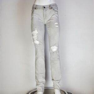 Abercrombie & Fitch Grey Distressed Skinny Jeans
